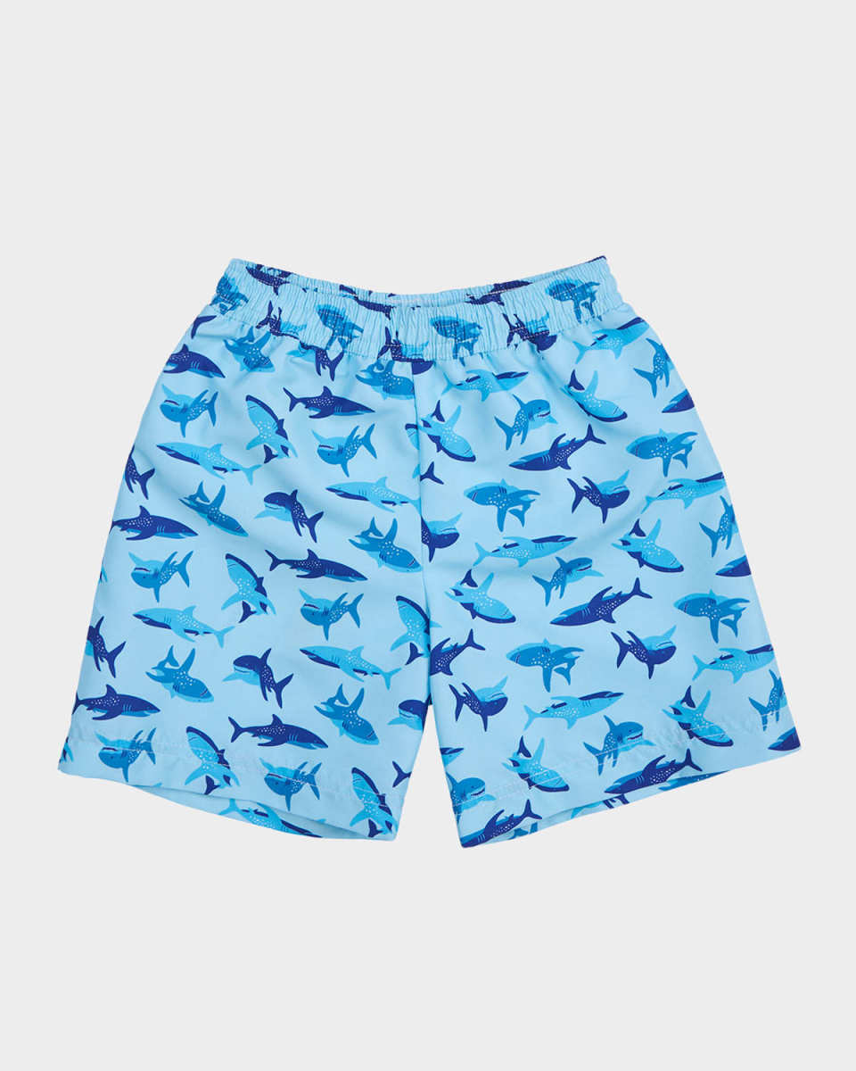 Boy's Shark-Print Swim Shorts, Size 2-